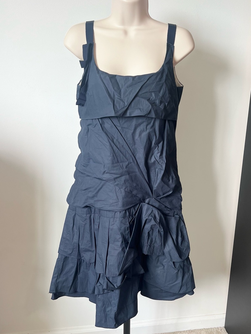 Marc Jacobs Navy Ruffle Tiered Sleeveless Dress 100% Cotton Size 0